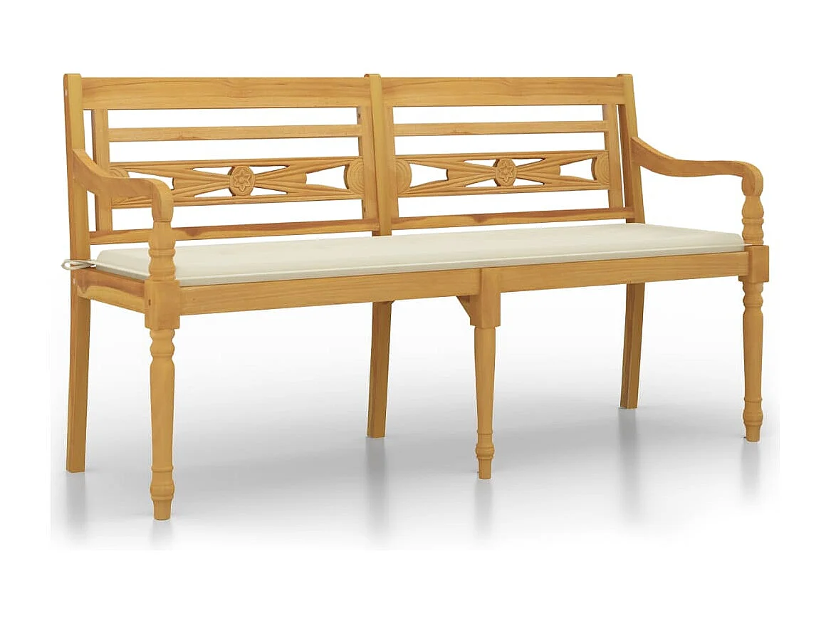 Banc Batavia avec coussin crème 150 cm Bois de teck massif REO13853