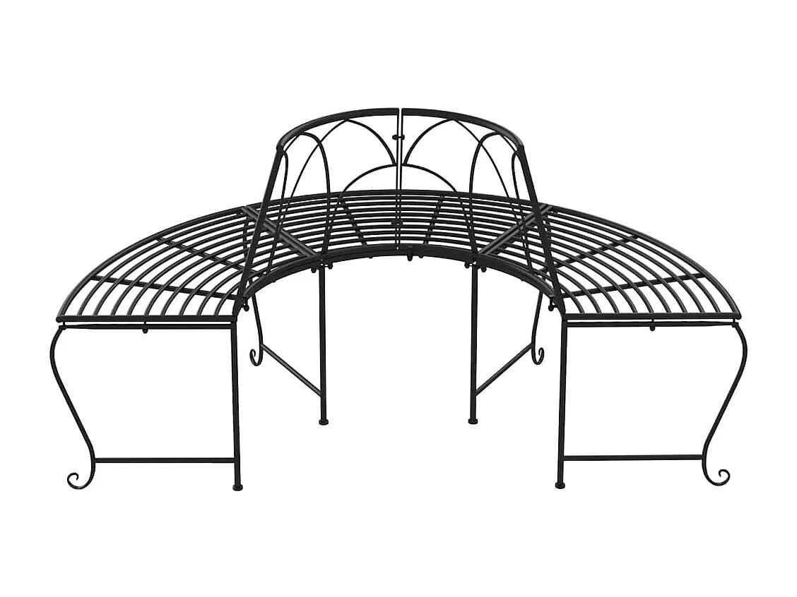 Banc demi-circulaire tour d'arbre 2 pcs Ø159 cm Noir Acier REO75792