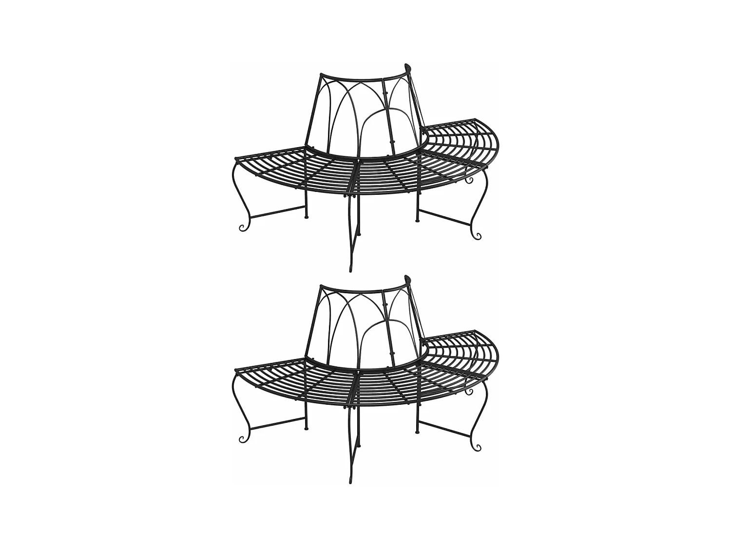 Banc demi-circulaire tour d'arbre 2 pcs Ø159 cm Noir Acier REO75792