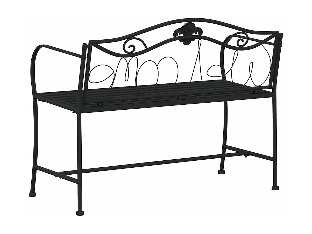 Banc de jardin 2 places 104 cm Noir Acier REO20814