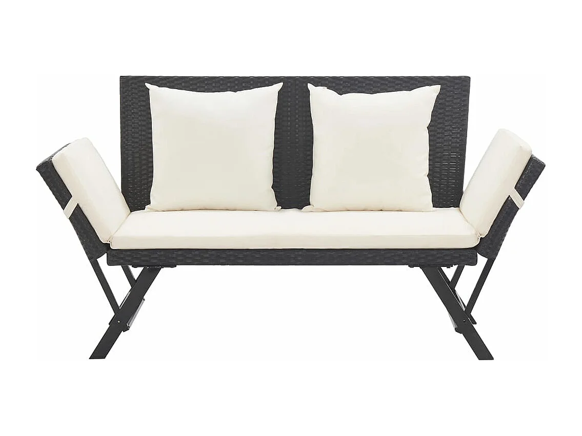 Banc de jardin avec coussins 176 cm Noir Résine tressée REO81557