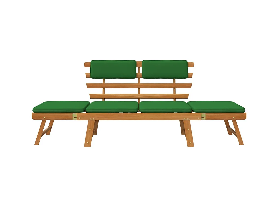 Banc de jardin avec coussins 2-en-1 190 cm Bois solide d'acacia REO93788