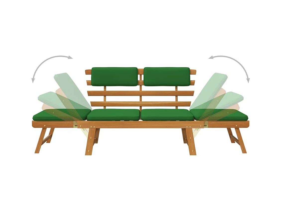 Banc de jardin avec coussins 2-en-1 190 cm Bois solide d'acacia REO93788
