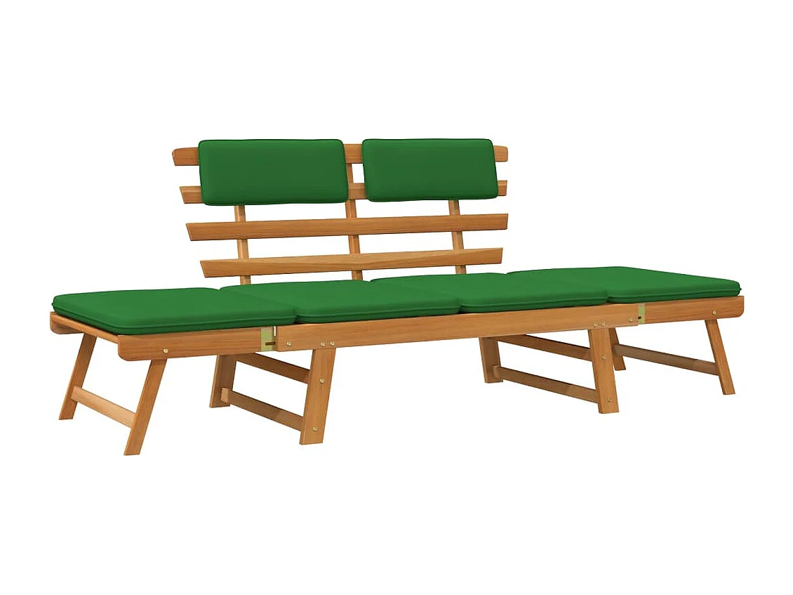 Banco de jardín con cojines 2 en 1 190 cm madera maciza acacia ES12457