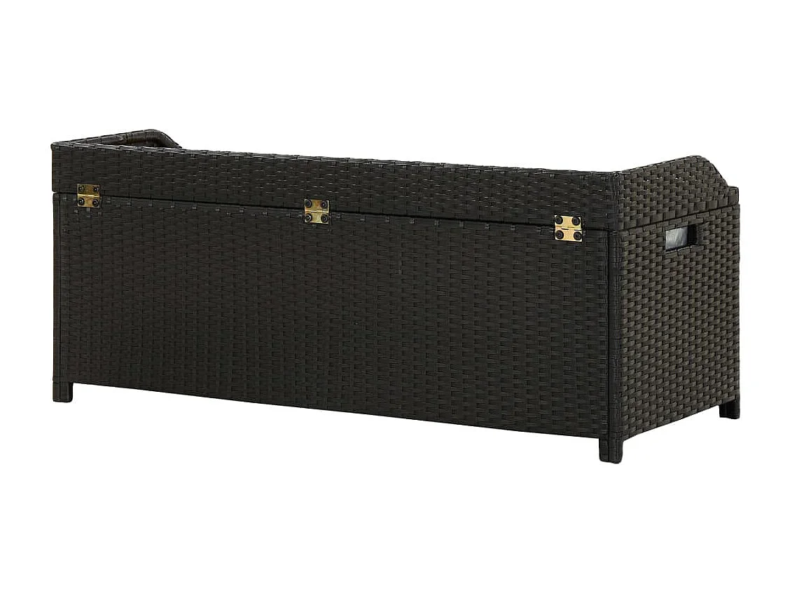 Banco de jardim c/ arrumação 120 cm vime PE preto PT504803