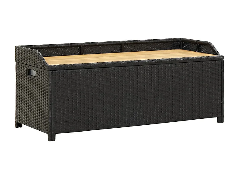 Banc de rangement de jardin 120 cm Résine tressée Noir REO26036