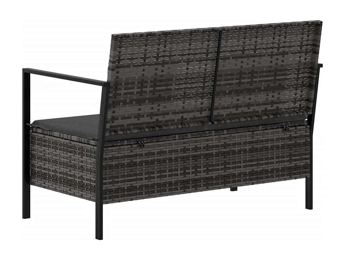 Banc de Jardin à 2 Places avec Coussins Gris Résine Tressée REO44758