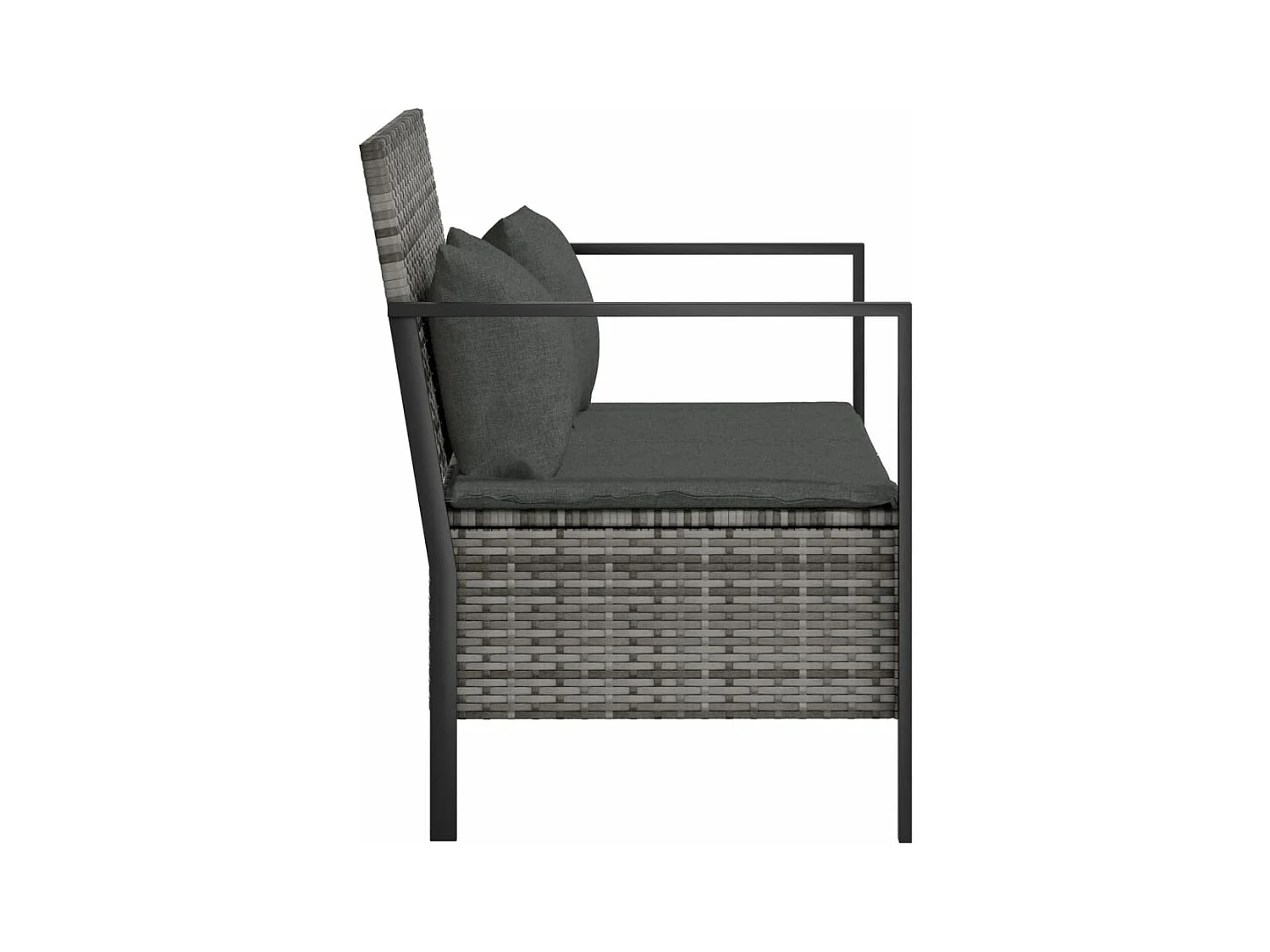 Banc de Jardin à 2 Places avec Coussins Gris Résine Tressée REO44758