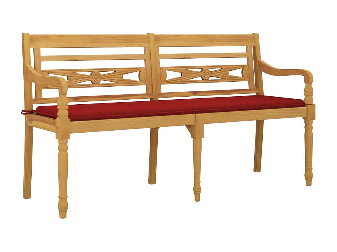 Banc Batavia avec coussin rouge 150 cm Bois de teck massif REO28513