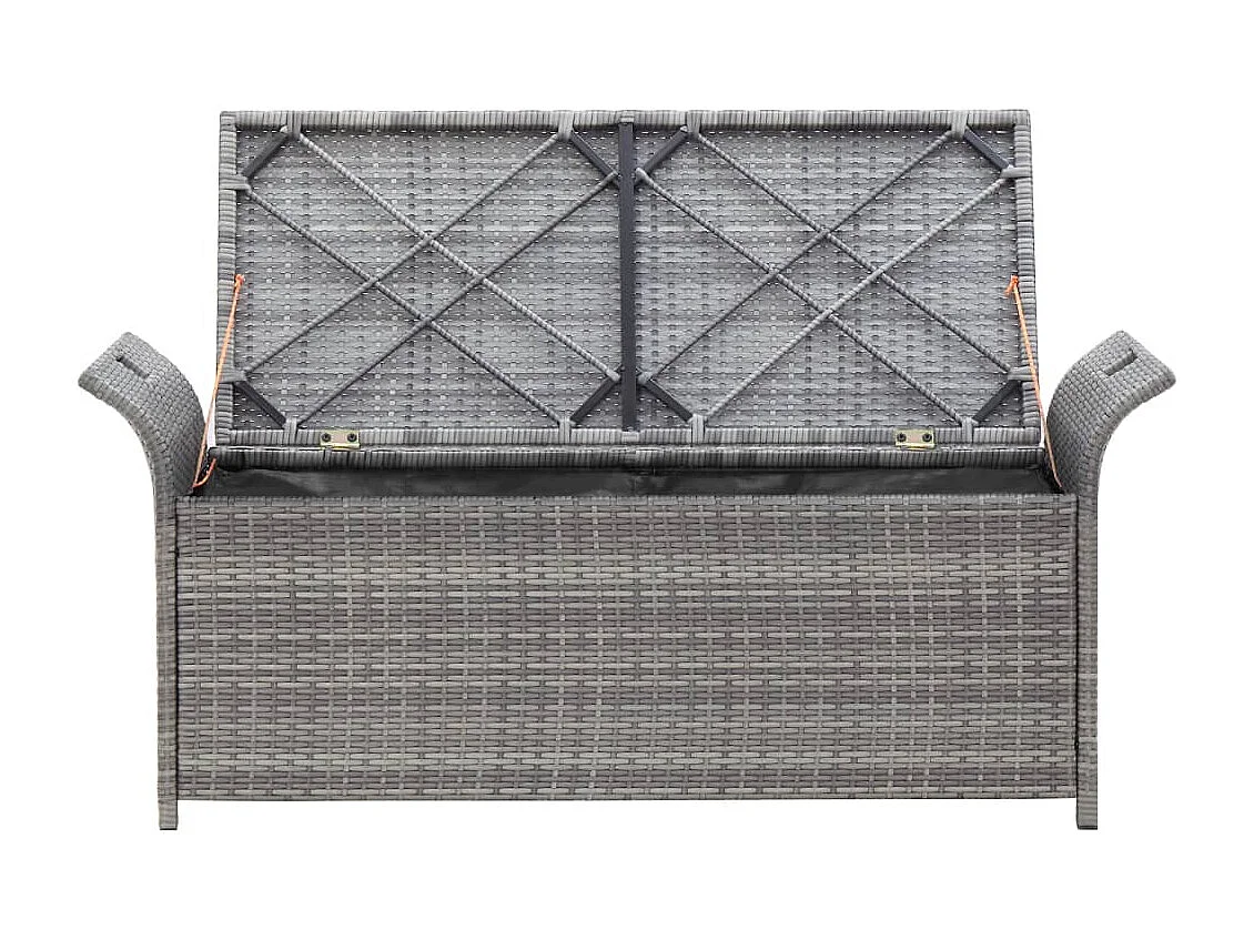 Banco de almacenaje con cojín ratán sintético gris 138 cm ES46823