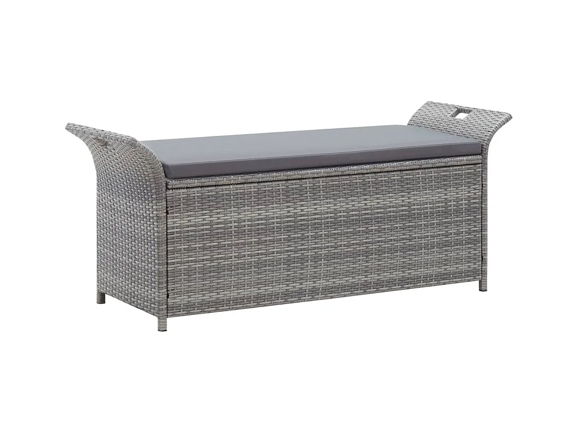 Banc de rangement avec coussin Gris 138 cm Résine tressée REO91636