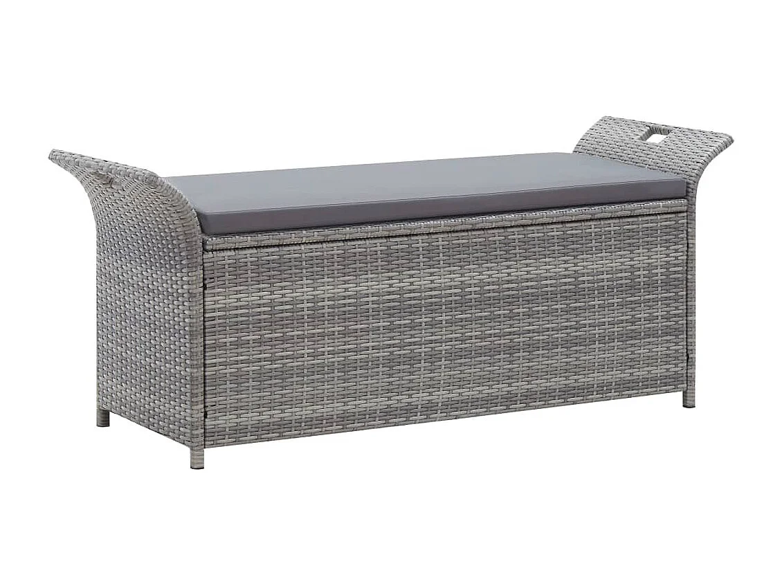 Banc de rangement avec coussin Gris 138 cm Résine tressée REO91636