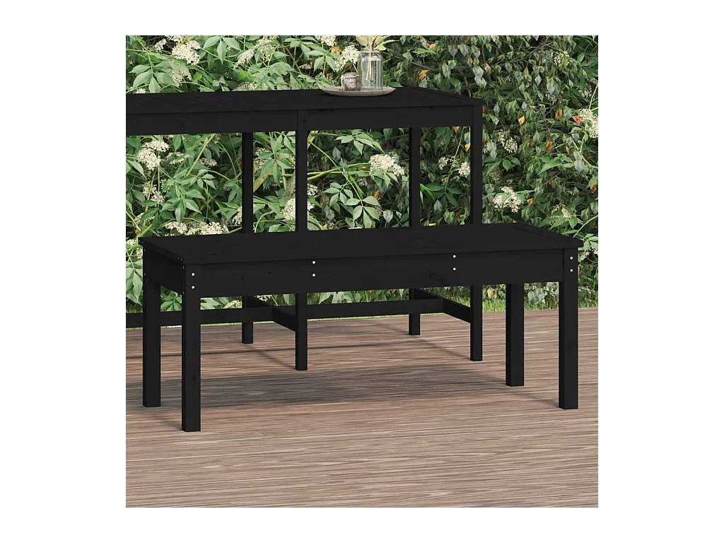 Banc de jardin noir 109x44x45 cm bois massif de pin REO27515