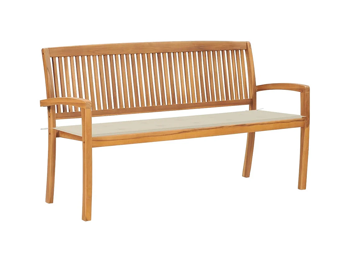 Banc de jardin empilable et coussin 159 cm Bois de teck massif REO92730