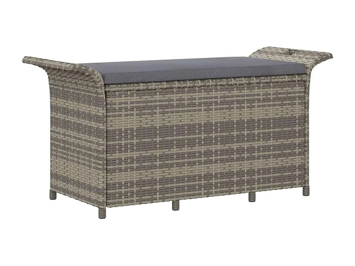Banco de jardín con cojín ratán sintético gris 116x46x57 cm ES37822