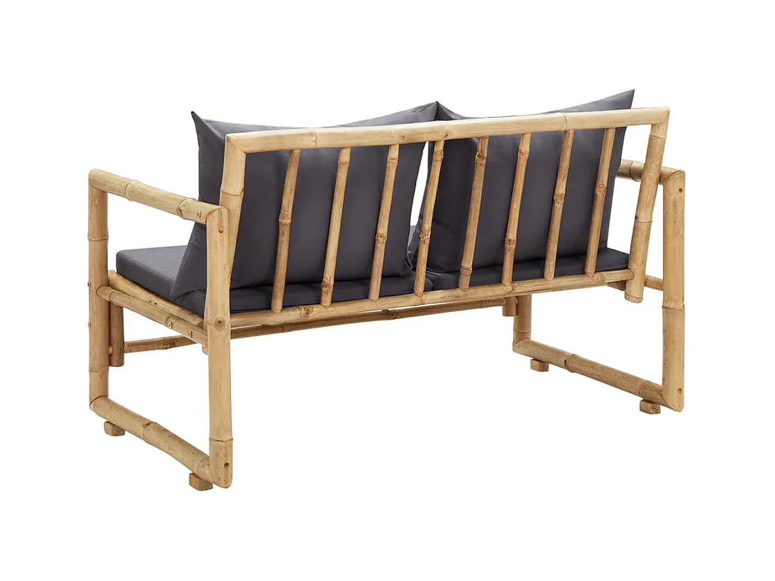 Tuinbank met kussens 115 cm bamboe NL974883