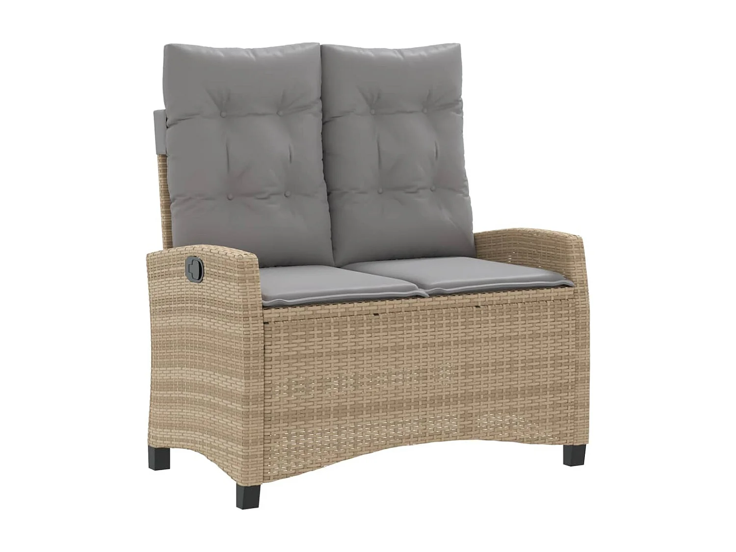 Banc inclinable de jardin avec coussins beige résine tressée REO91421
