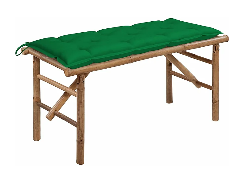 Banc de jardin pliable avec coussin 118 cm Bambou REO17718