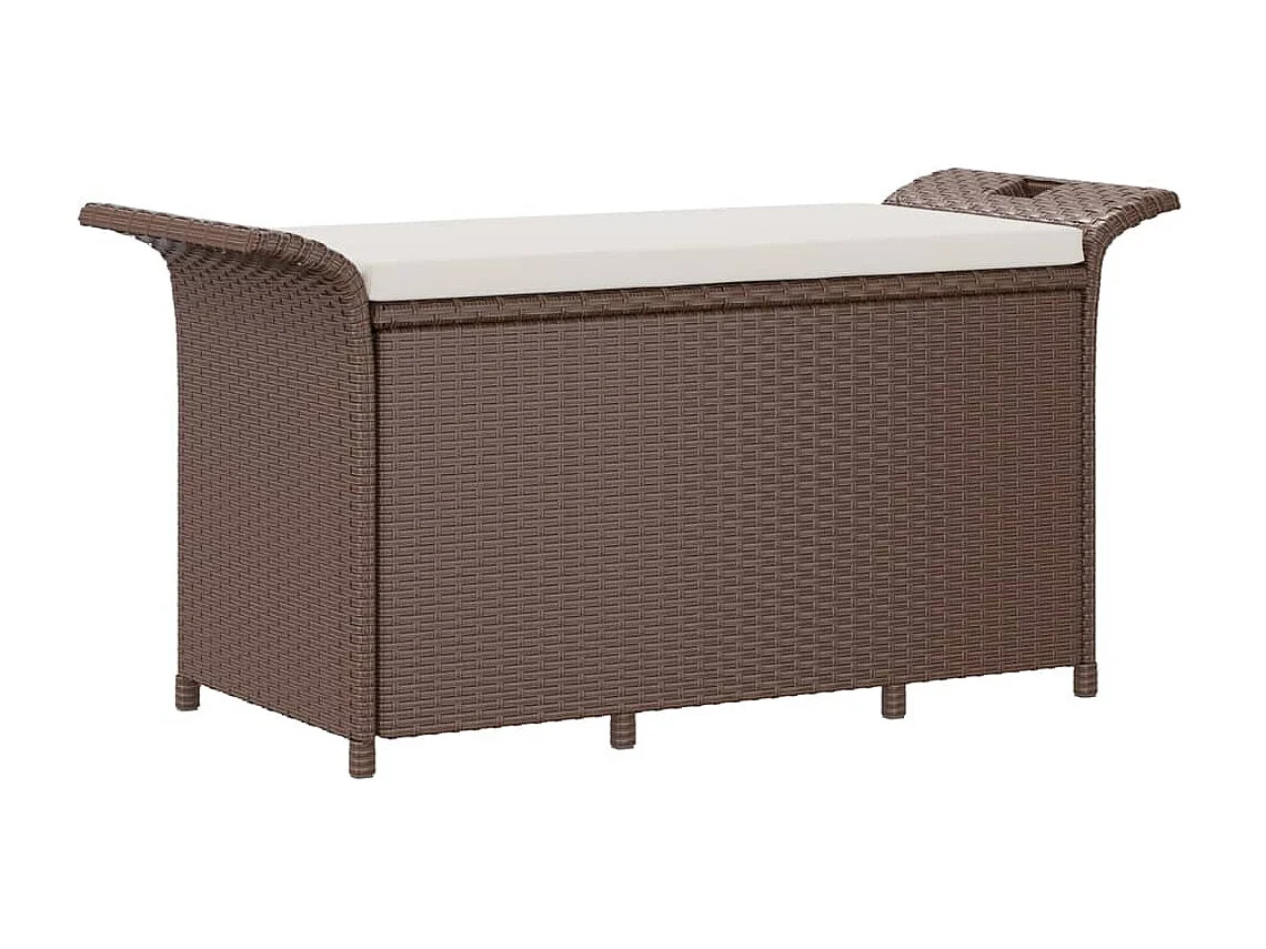 Banc de jardin avec coussin marron 116x46x57 cm résine tressée REO66078