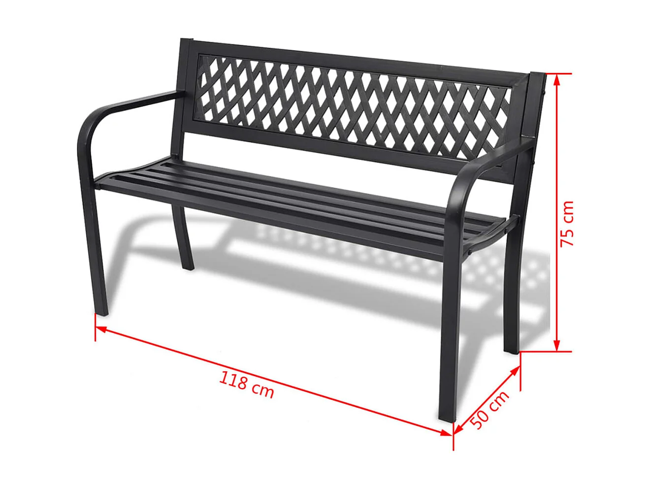 Banc de jardin 118 cm Acier Noir REO57752