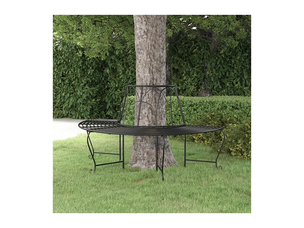 Banc demi-circulaire tour d'arbre Ø159 cm Noir Acier REO35541