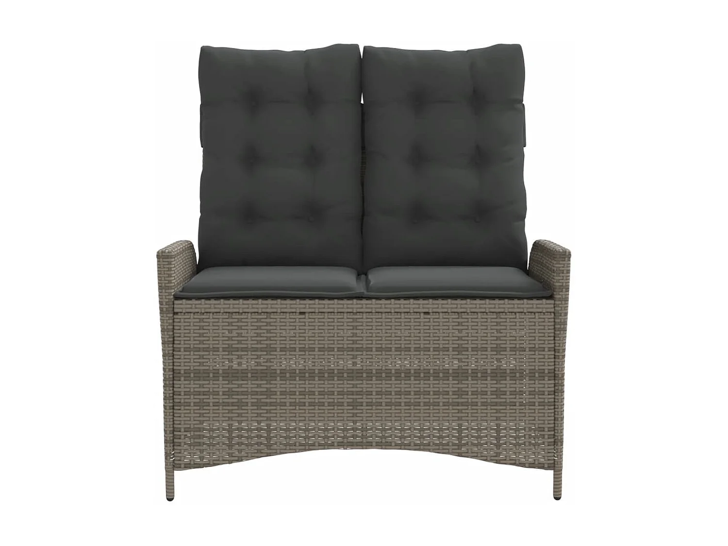 Banc inclinable de jardin avec coussins gris résine tressée REO33506