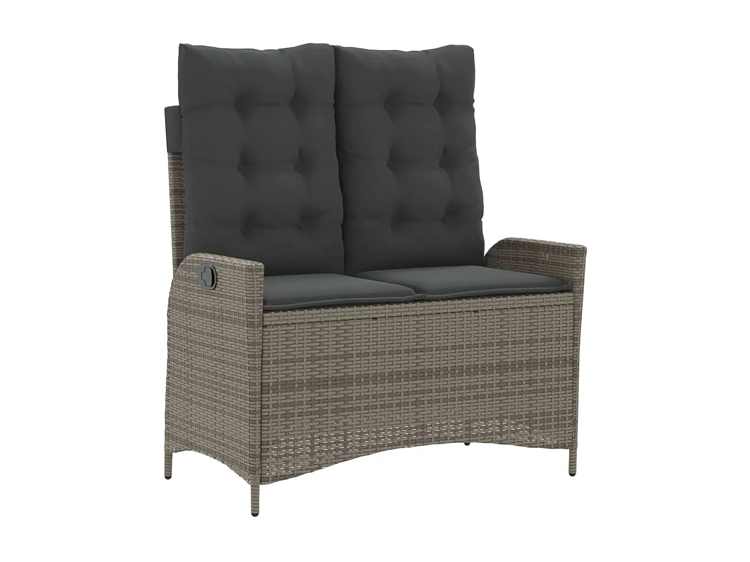 Banc inclinable de jardin avec coussins gris résine tressée REO33506