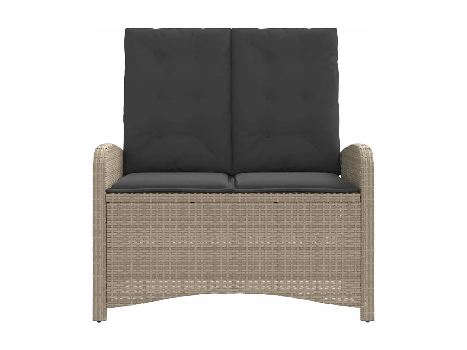 Banc inclinable de jardin et coussins gris clair résine tressée REO88962