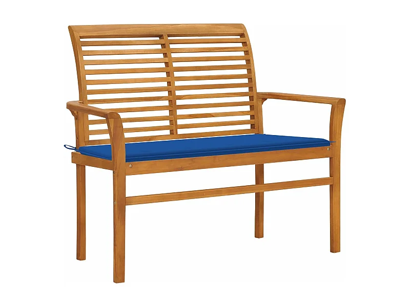 Banc de jardin et coussin bleu royal 112 cm Bois de teck massif REO20860