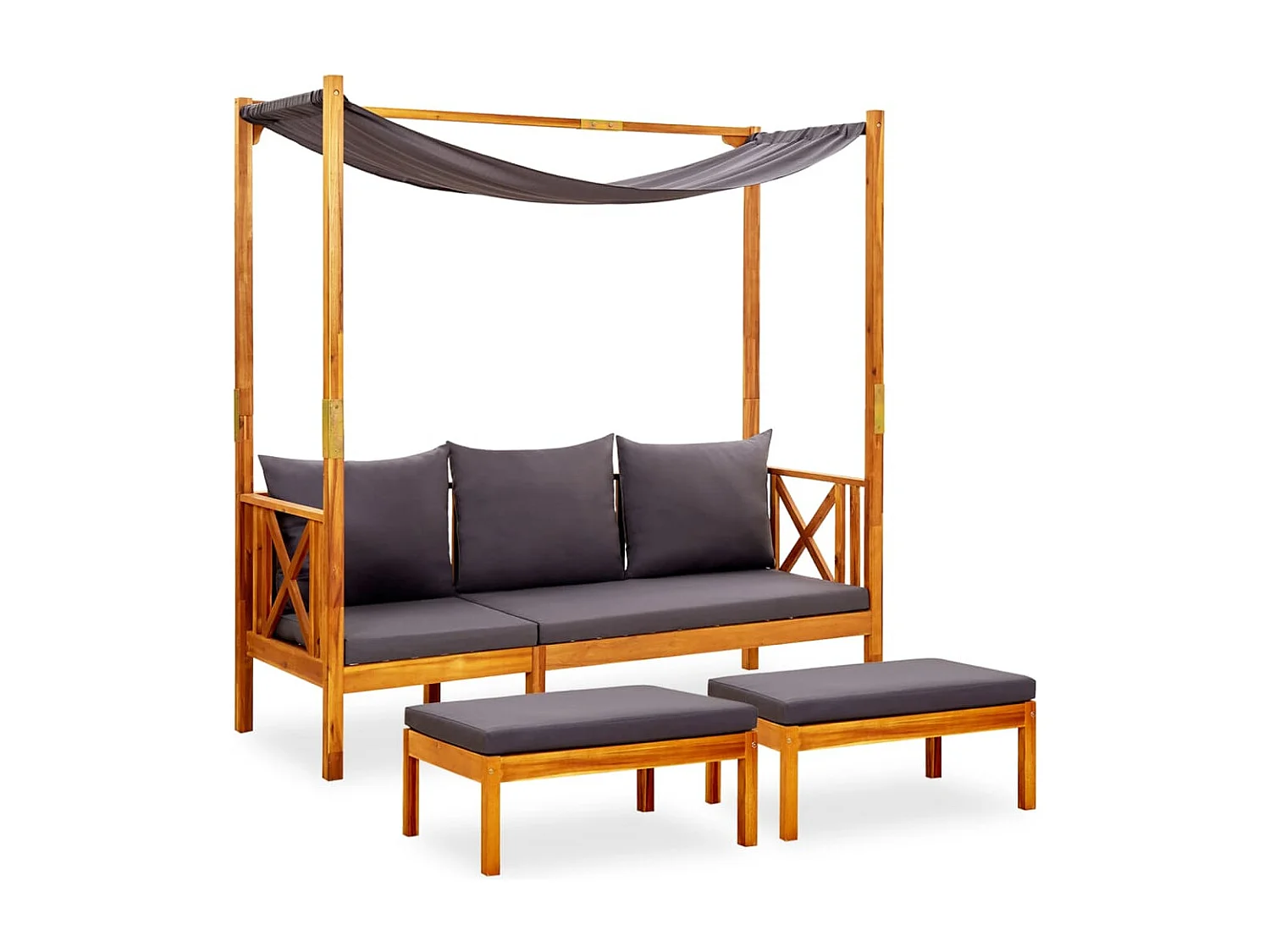 Banc de jardin avec auvent et repose-pieds Bois d'acacia solide REO33658