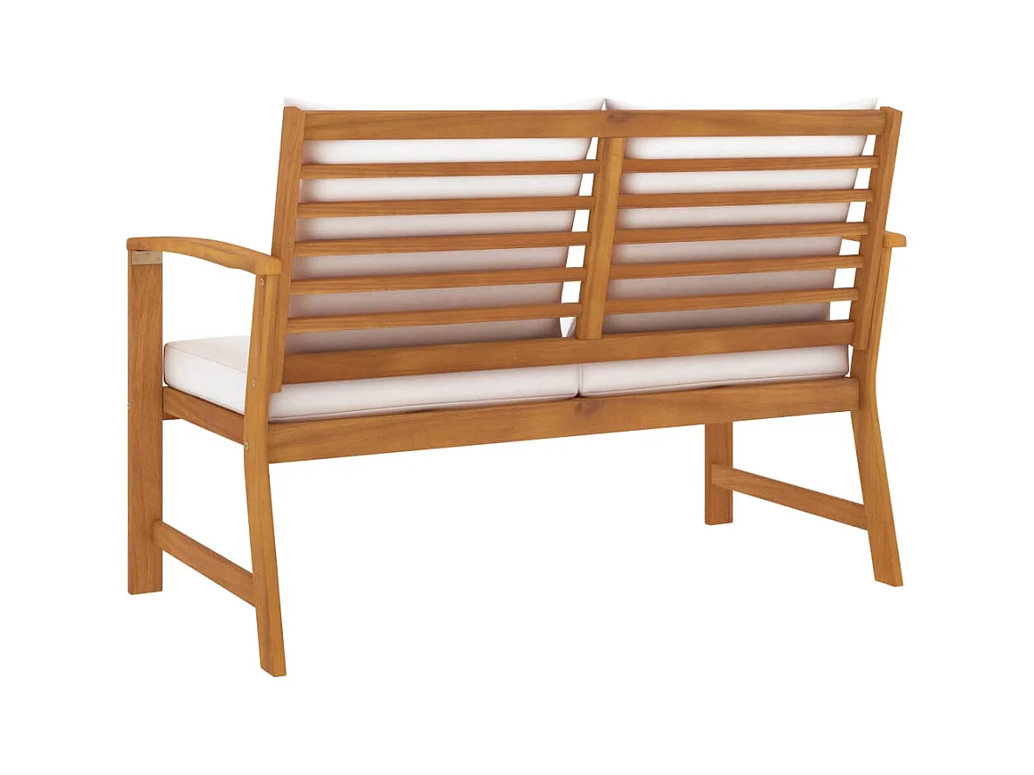 Banco jardim 120 cm com almofadão cor creme acácia maciça PT439231