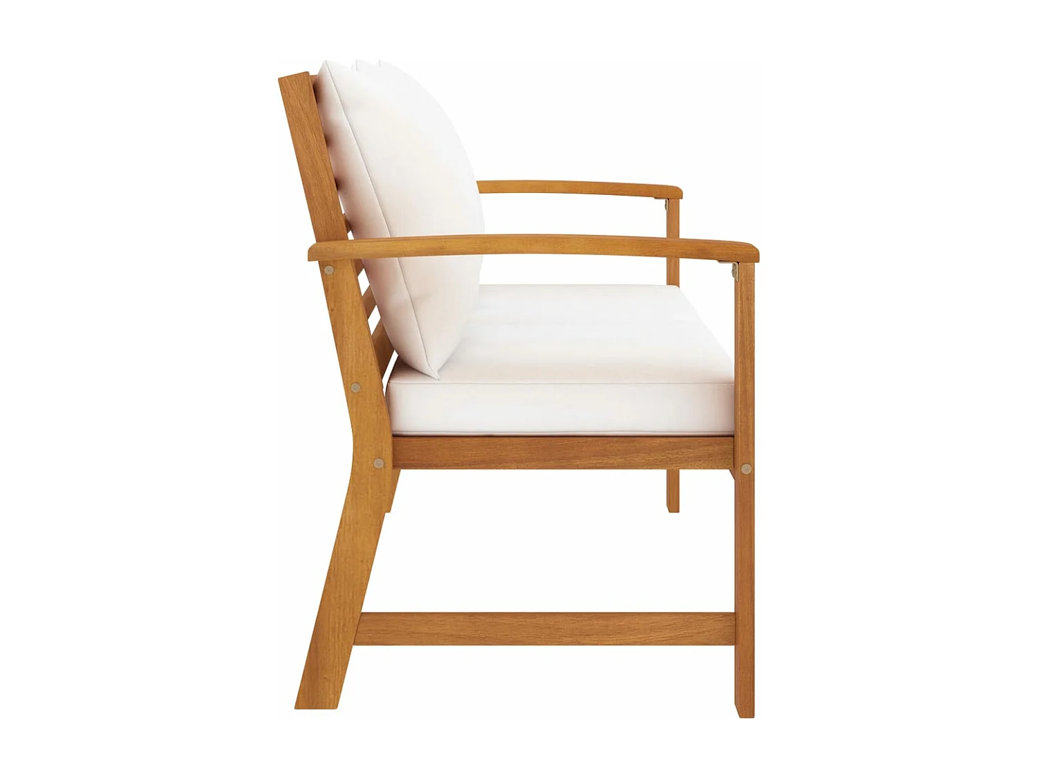 Banco de jardín 120 cm con cojines crema madera acacia maciza ES88332