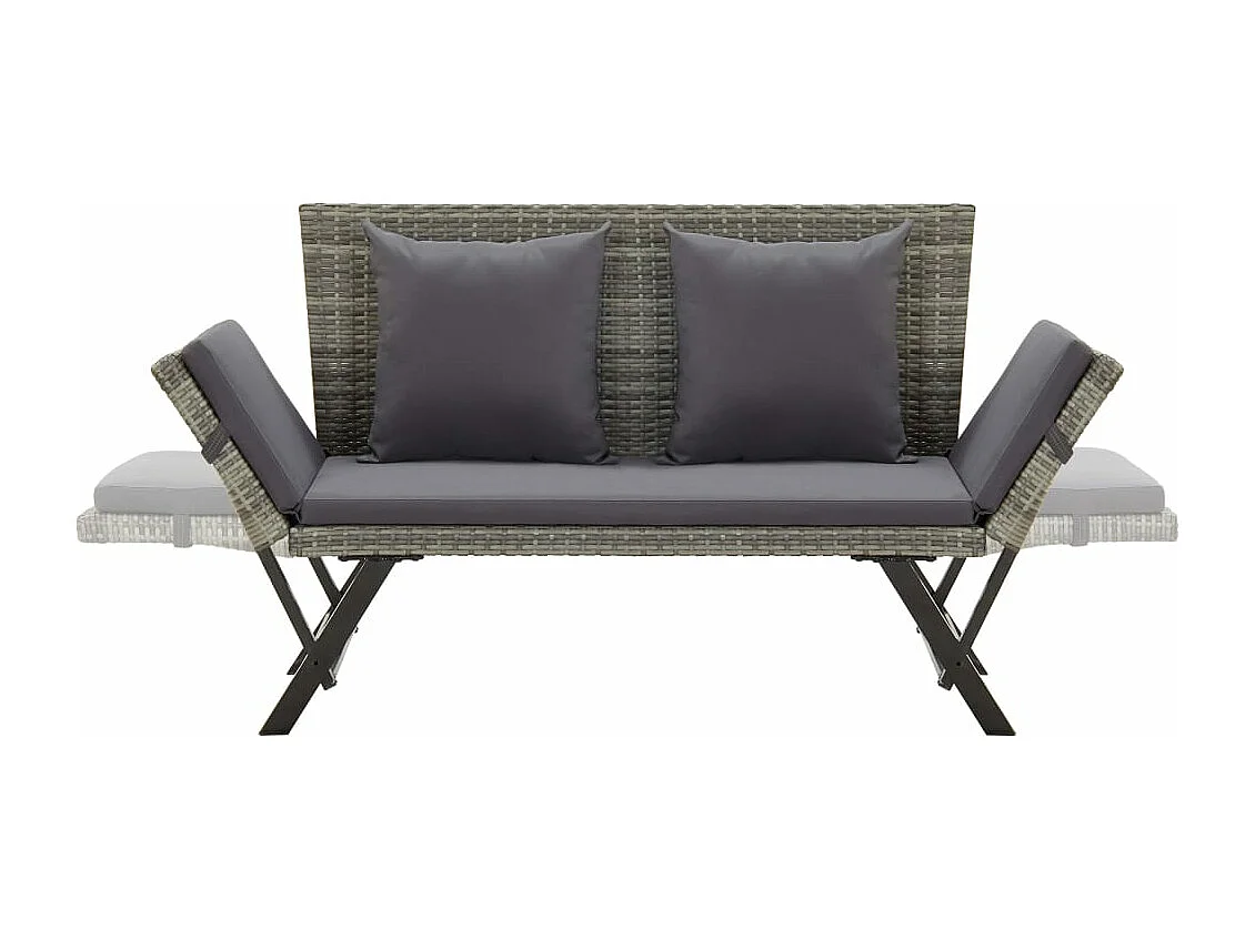 Banc de jardin avec coussins 176 cm Gris Résine tressée REO39713