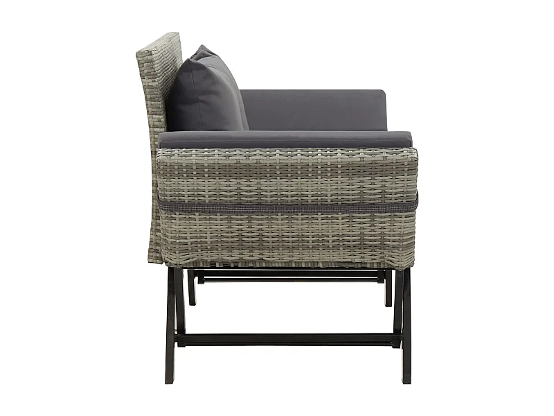 Tuinbank met kussens 176 cm poly rattan grijs NL772604