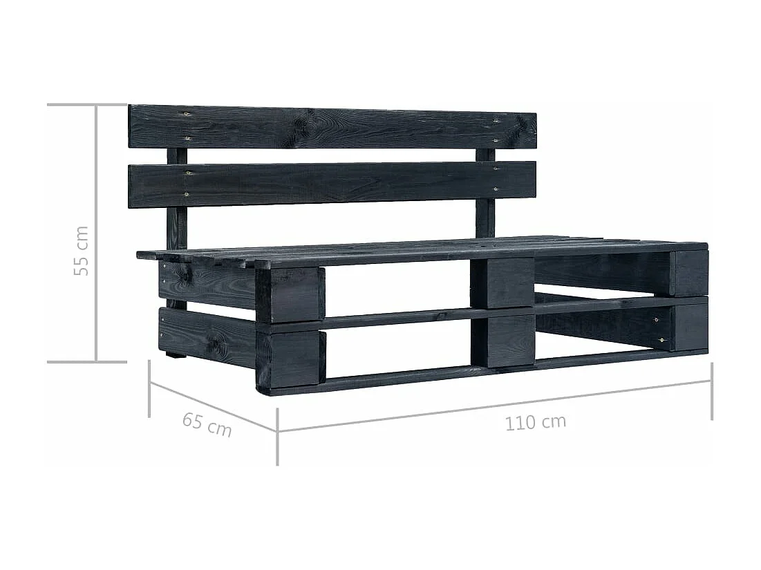 Banco de palés para jardín madera negro ES24076