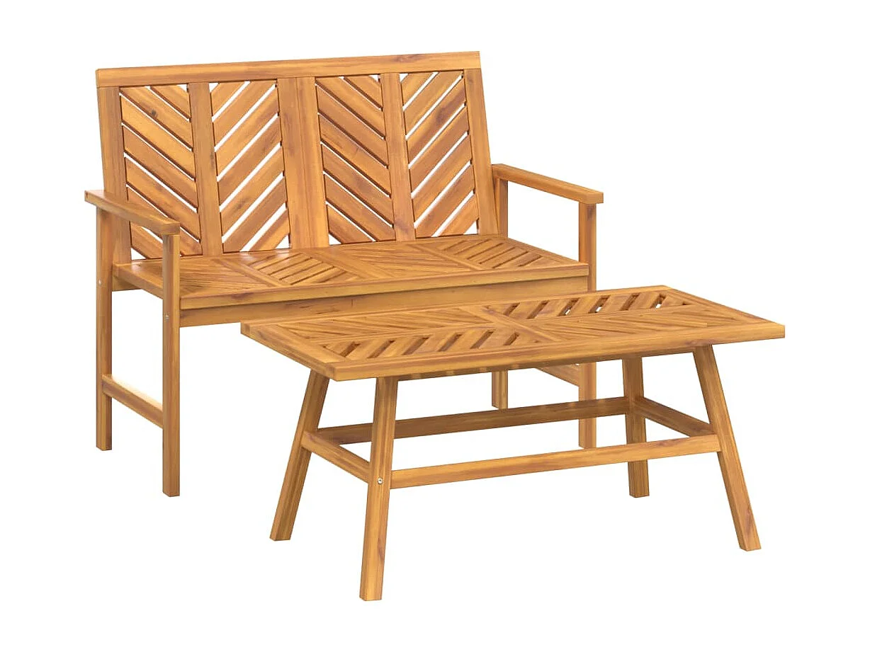 2-tlg. Garten-Sitzgruppe: Sofa + Tisch | Garten-Lounge-Set Massivholz Akazie -GKD437666