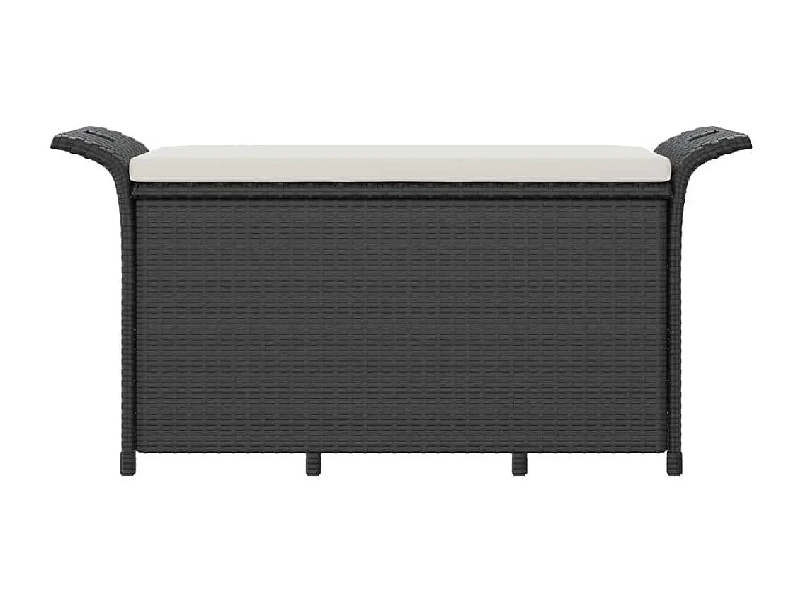 Banco de jardín con cojín ratán sintético negro 116x46x57 cm ES87130