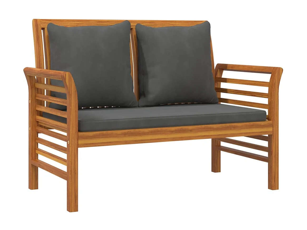 Banc de canapé avec coussins gris foncé Bois d'acacia solide REO28516