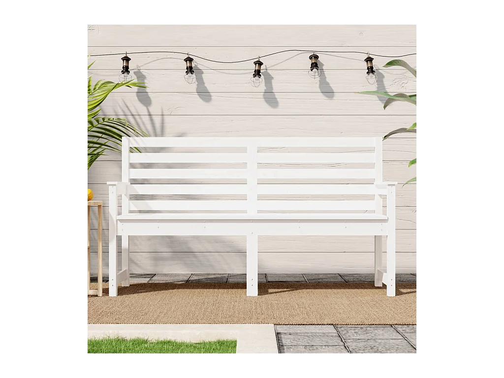 Banc de jardin blanc 159,5x48x91,5 cm bois massif de pin REO74507