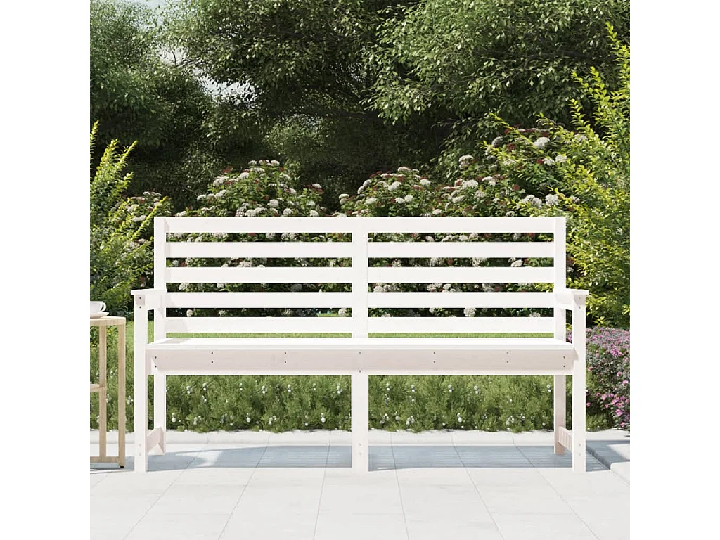 Banco de jardín madera maciza pino blanco 159,5x48x91,5 cm ES63806