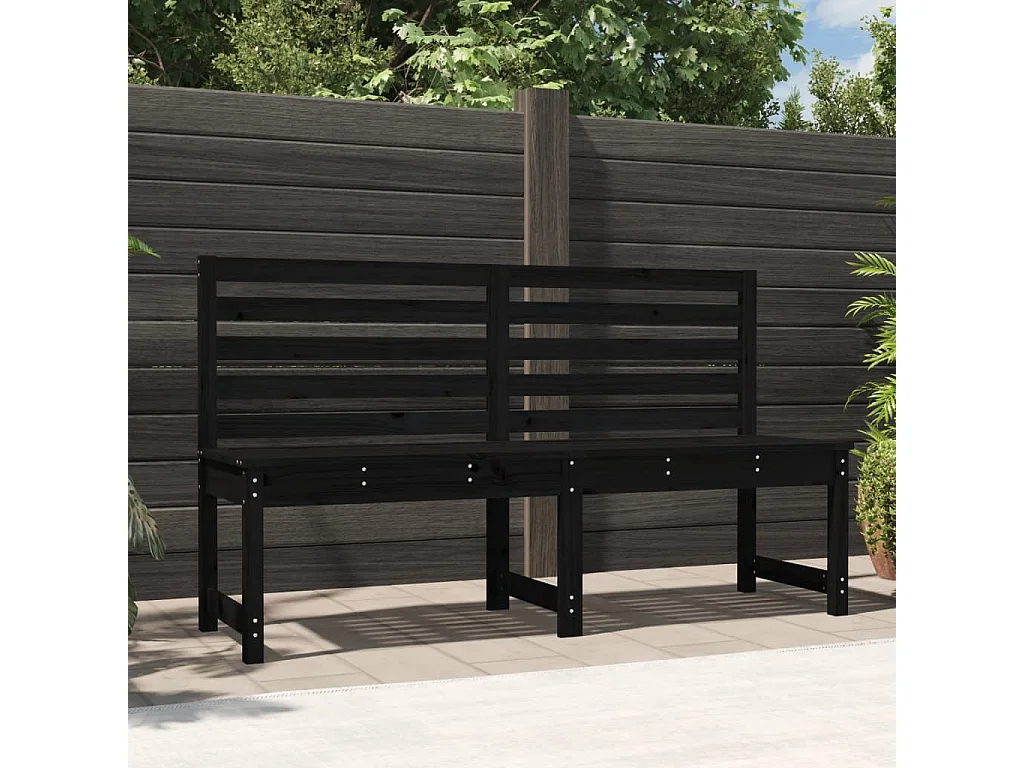 Banco de jardín madera maciza pino negro 157,5 cm ES16126