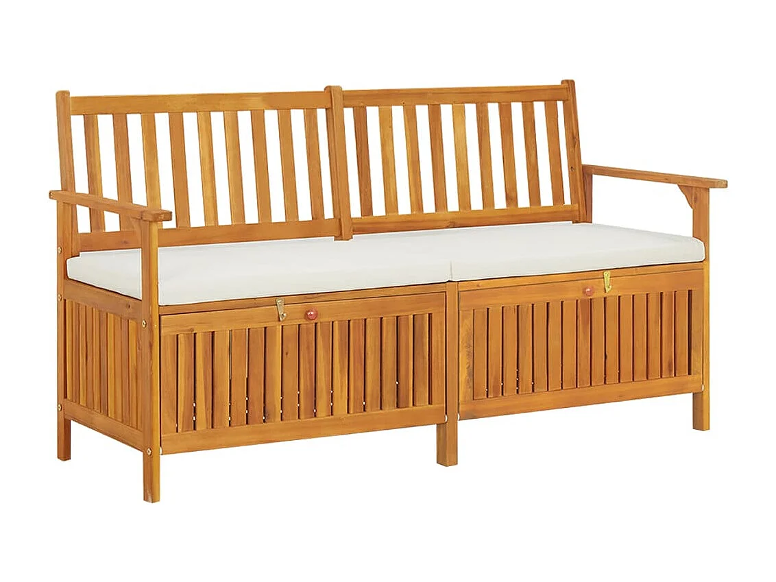 Banc de rangement avec coussin 148 cm Bois d'acacia solide REO98258