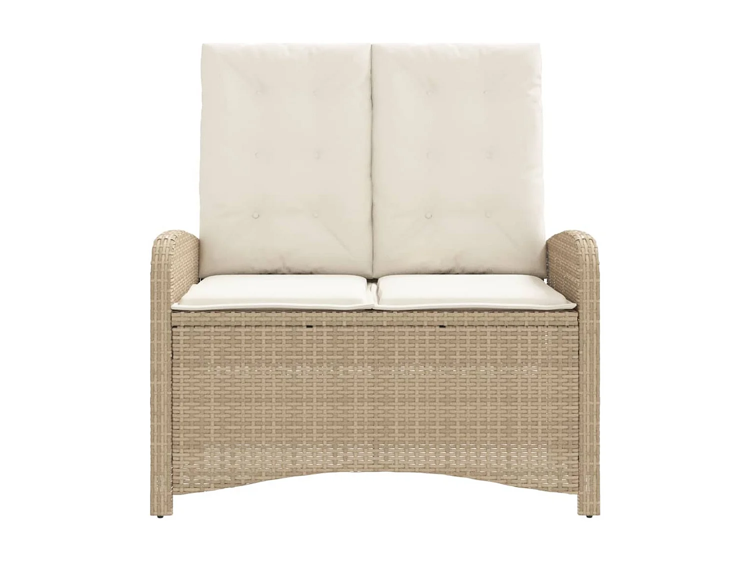 Banc inclinable de jardin avec coussins beige résine tressée REO28295