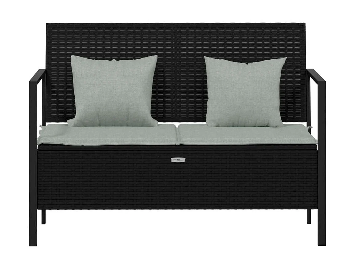 Banc de Jardin à 2 Places avec Coussins Noir Résine Tressée REO73608