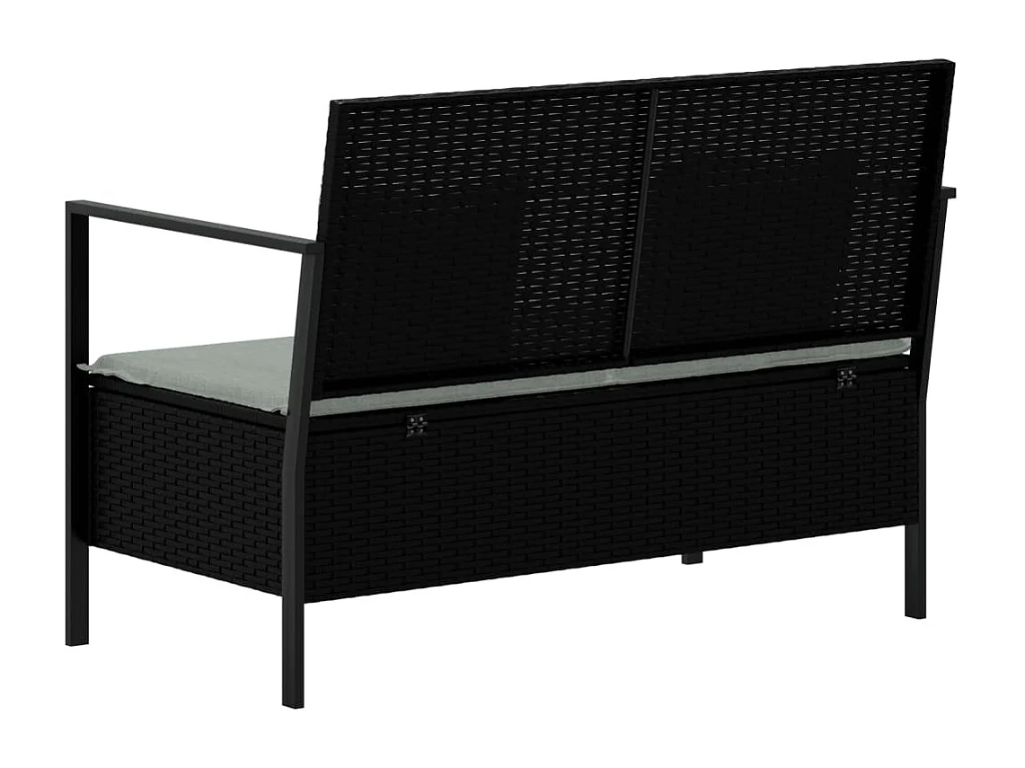 Banc de Jardin à 2 Places avec Coussins Noir Résine Tressée REO73608