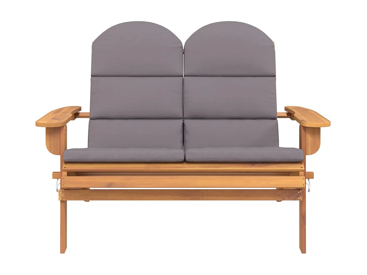 Banc de jardin Adirondack et coussins 126 cm bois massif acacia REO20094
