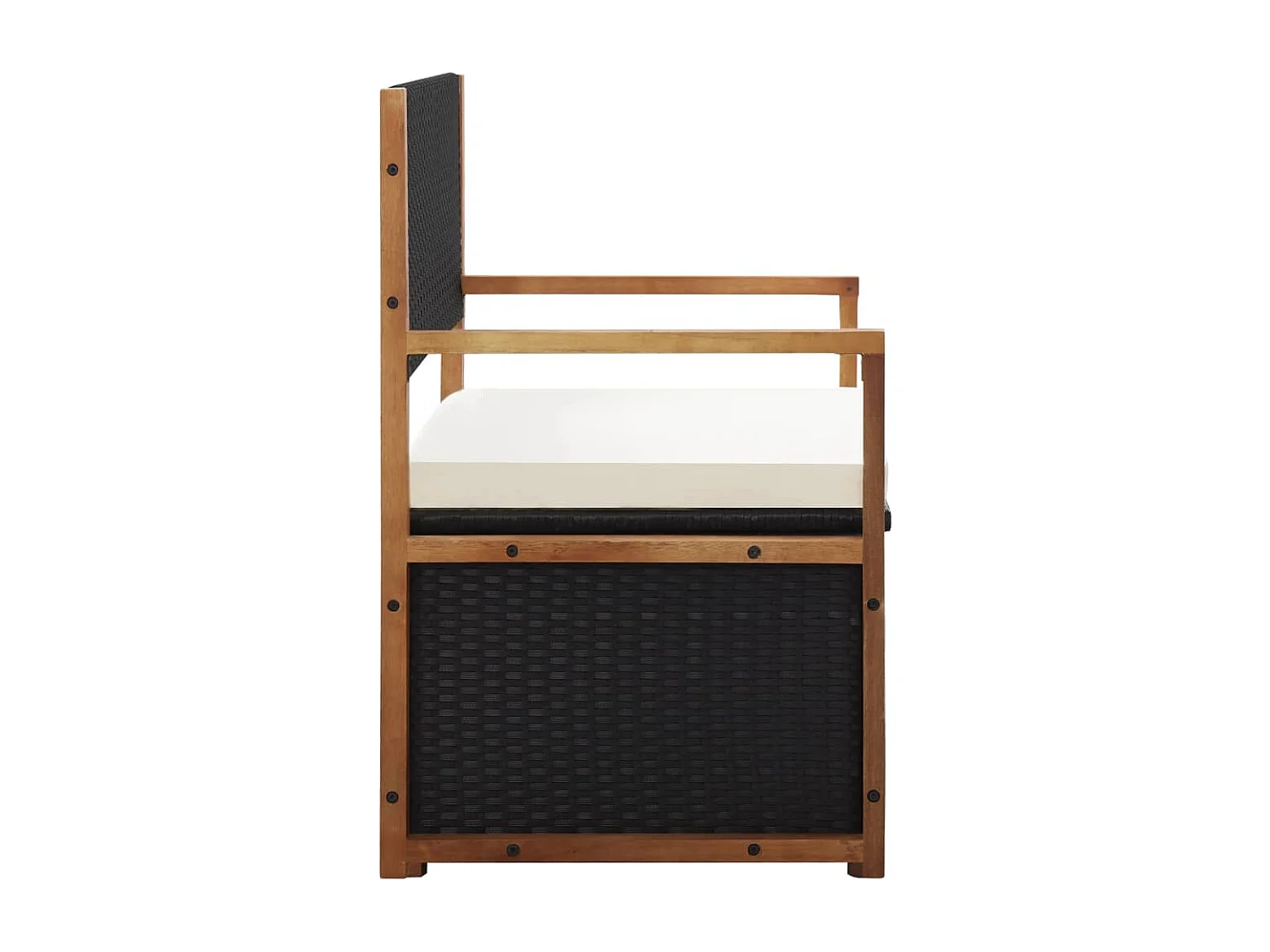 Banc de jardin 115 cm Résine tressée et bois d'acacia Noir REO56532