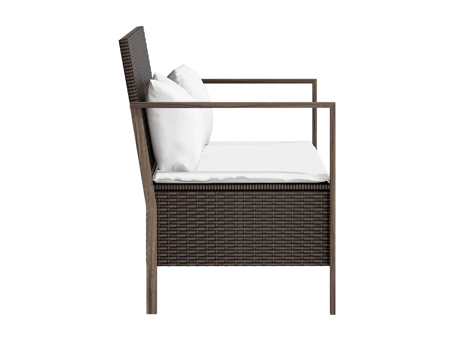 Banc de jardin à 2 places avec coussins Marron Résine tressée REO85940