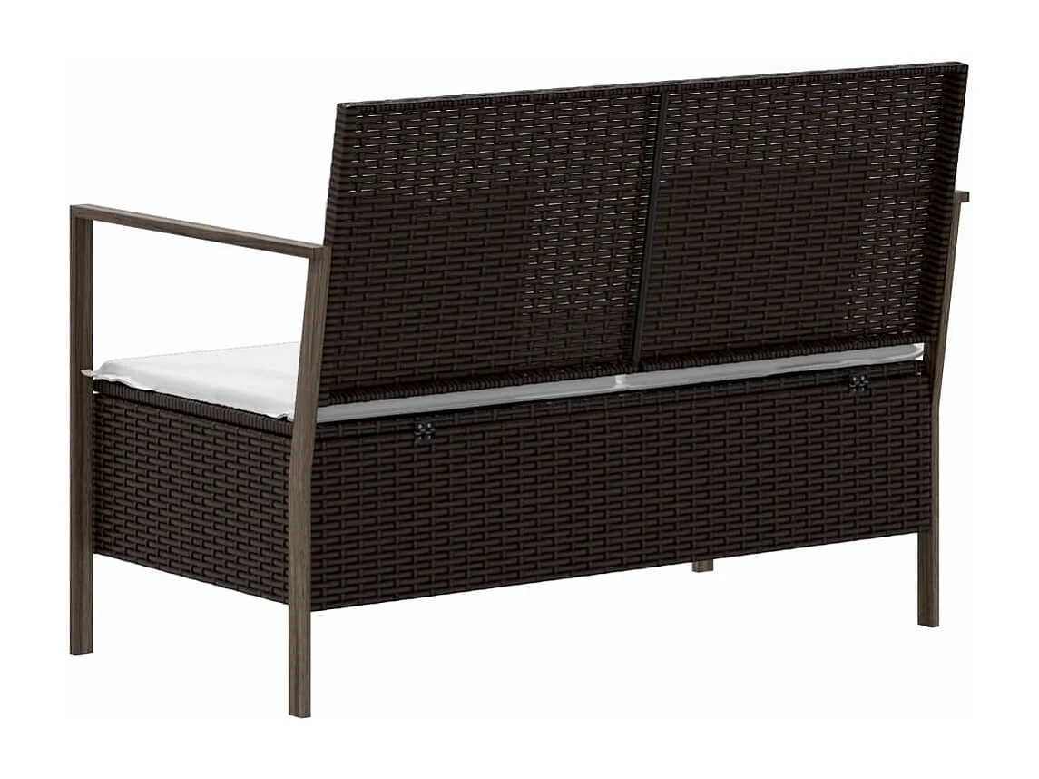 Banc de jardin à 2 places avec coussins Marron Résine tressée REO85940