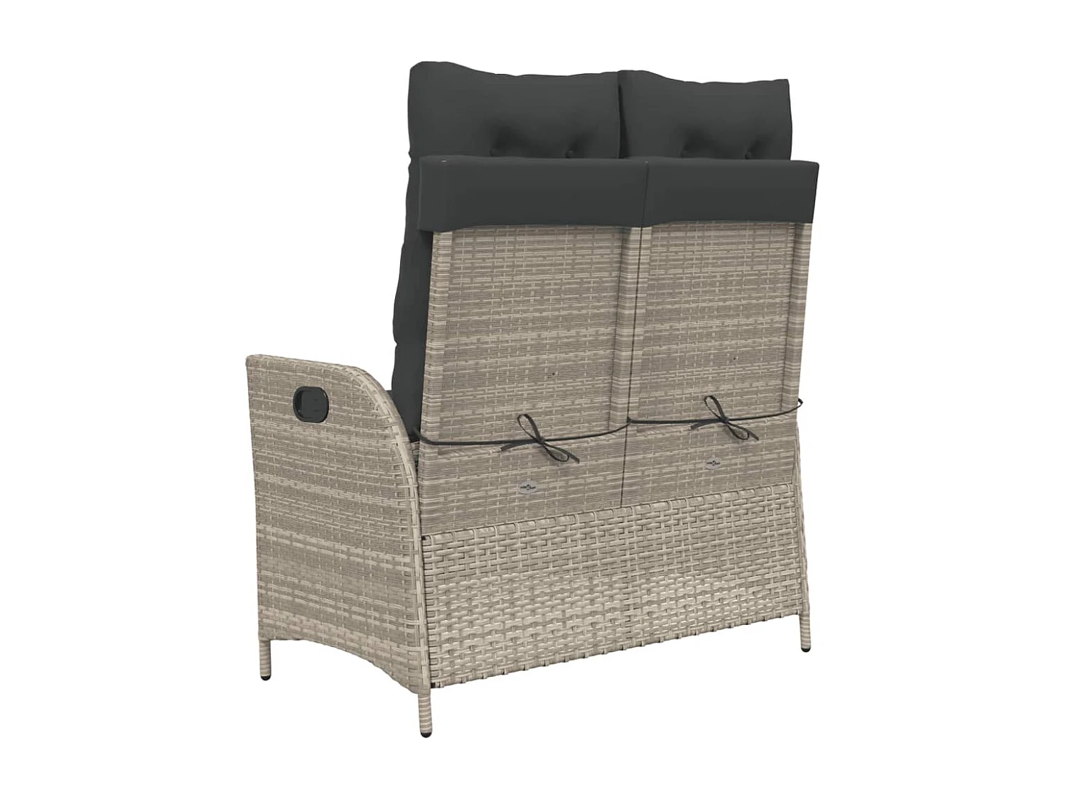 Banc inclinable de jardin et coussins gris clair résine tressée REO87179